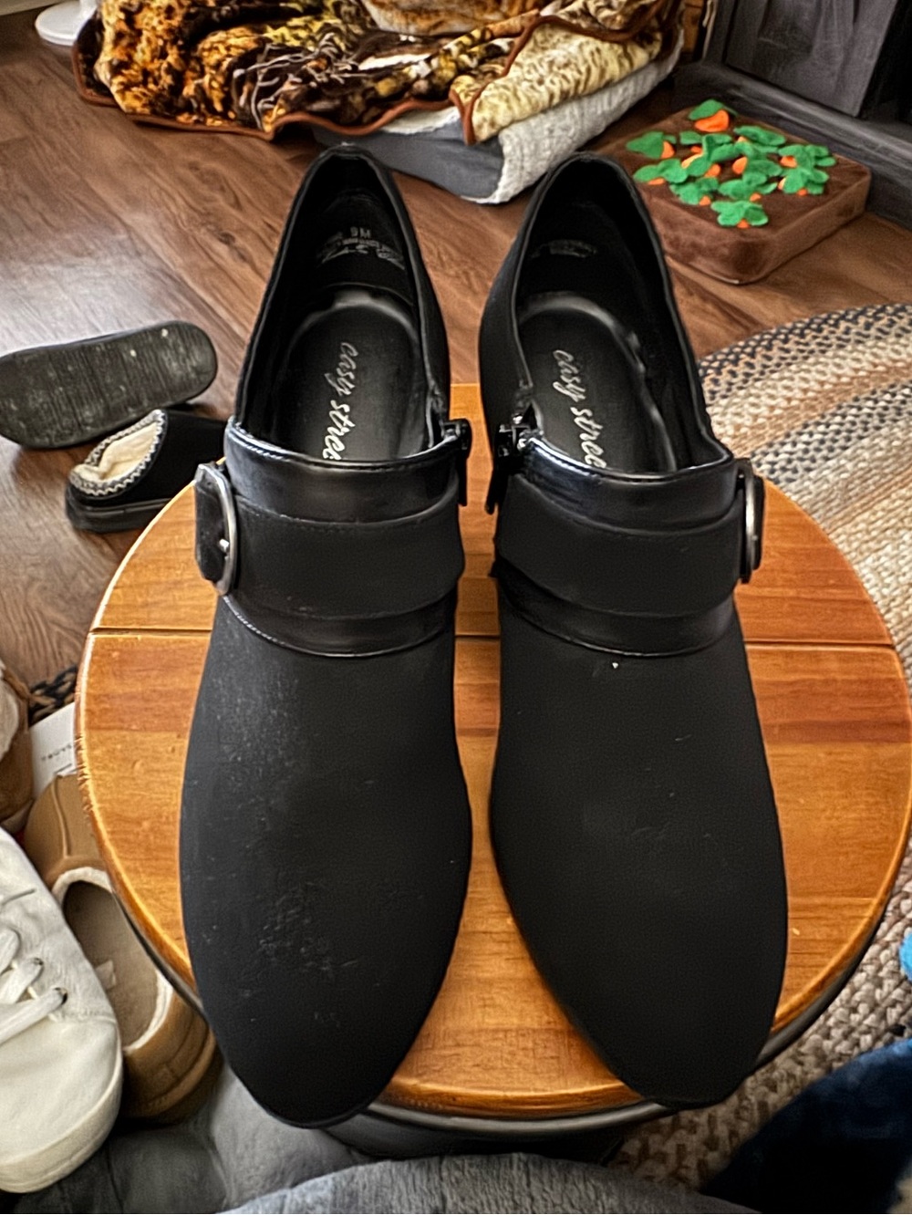 Easy street Womens Black Slip-On Dress Shoes with Buckle